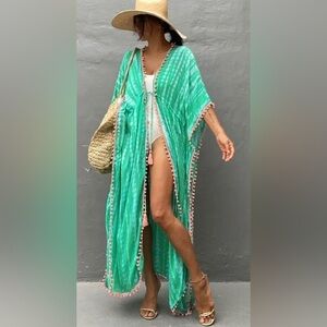 Bohemian Beachwear Long Kimono Swimsuit Coverup Dress